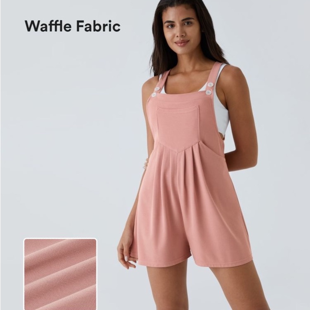 Halara New Rose Tan Waffle Casual Overalls XL